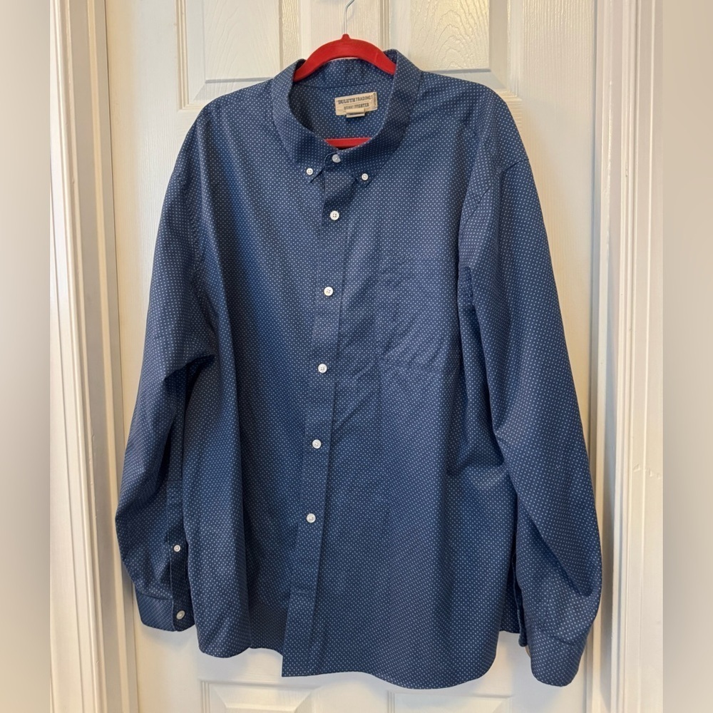 Duluth Trading Co Wrinkle Fighter Relaxed Fit Button Down Collared Blue Sz 3XL
